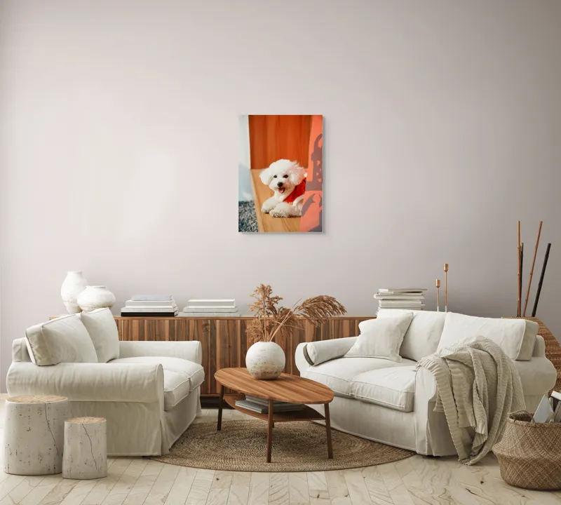 Tablou Canvas, "Cățeluș fericit în straie festivo-asiatice", Nu pot spune cine este în imagine, dar pot să-ți povestesc despre ce conține. Vrei să fac asta?, 50 x 70 cm – poza 4