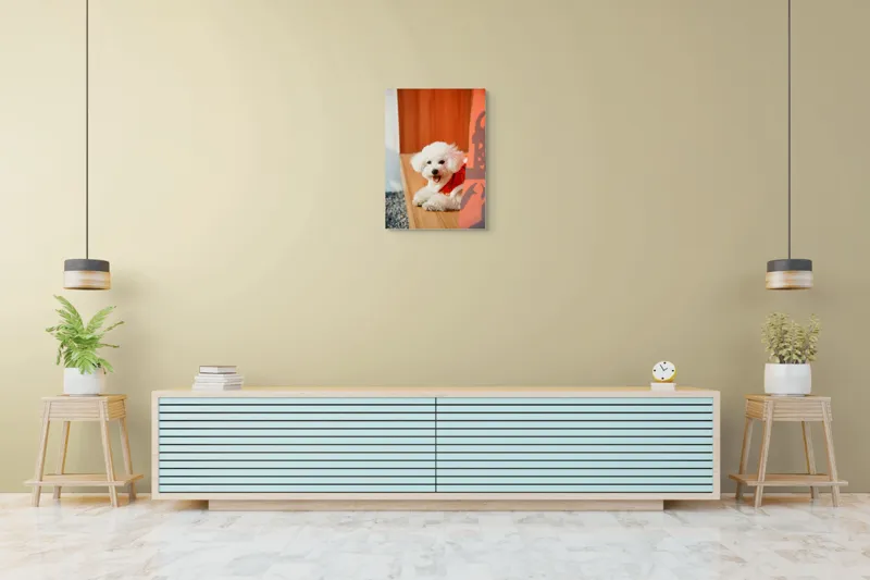Tablou Canvas, "Cățeluș fericit în straie festivo-asiatice", Nu pot spune cine este în imagine, dar pot să-ți povestesc despre ce conține. Vrei să fac asta?, 50 x 70 cm – poza 6