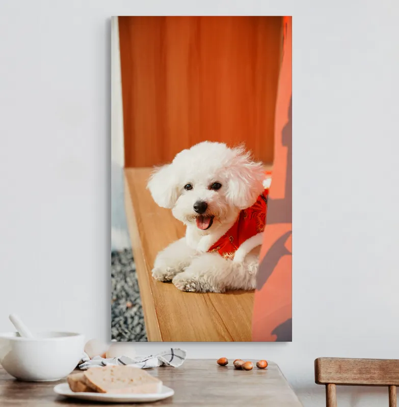 Tablou Canvas, "Cățeluș fericit în straie festivo-asiatice", Nu pot spune cine este în imagine, dar pot să-ți povestesc despre ce conține. Vrei să fac asta?, 50 x 90 cm – poza 3