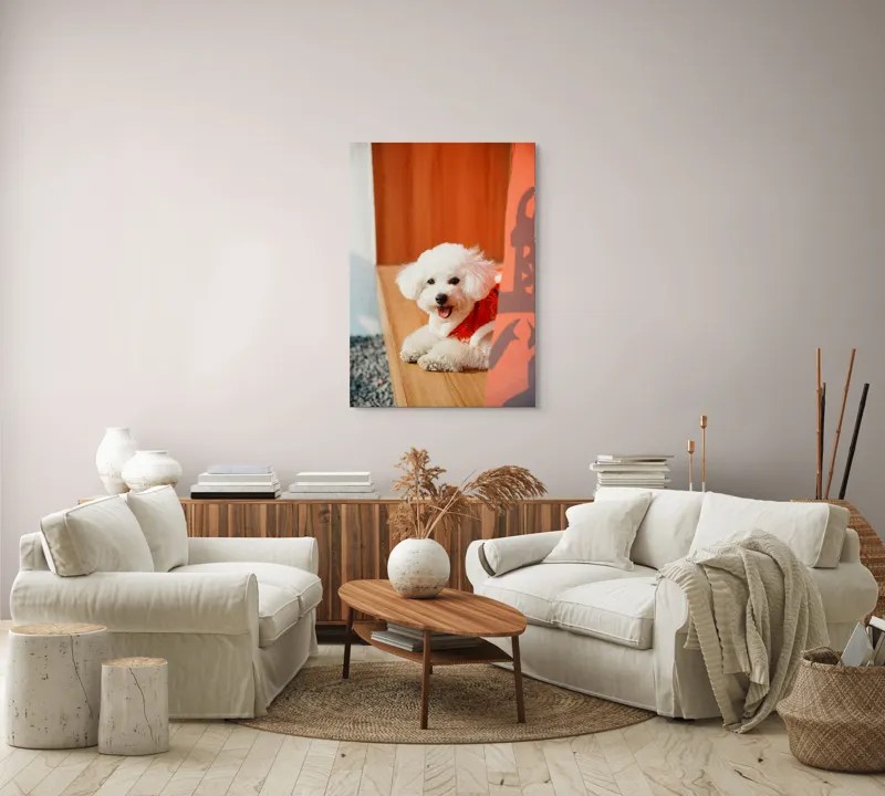 Tablou Canvas, "Cățeluș fericit în straie festivo-asiatice", Nu pot spune cine este în imagine, dar pot să-ți povestesc despre ce conține. Vrei să fac asta?, 70 x 100 cm – poza 4