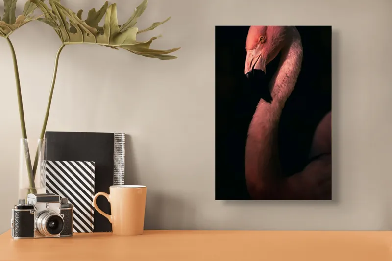 Tablou Canvas, "Flamingo în lumina apusului", 26 x 39 cm – poza 3