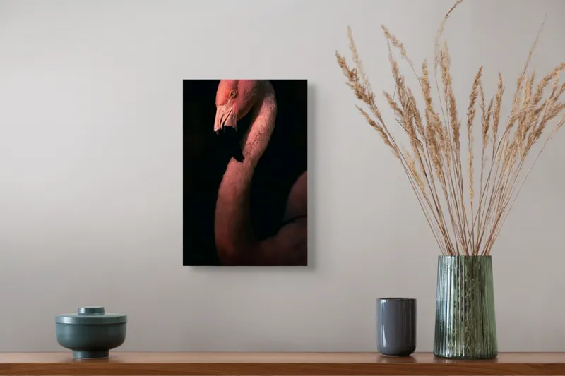 Tablou Canvas, "Flamingo în lumina apusului", 26 x 39 cm – poza 5