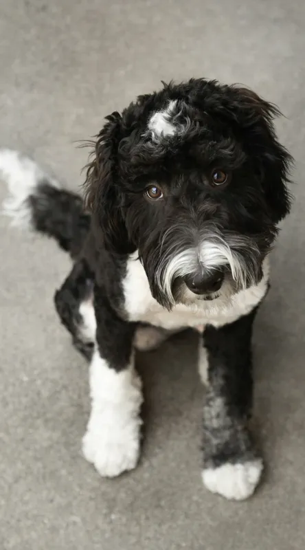 Tablou Canvas, "Cățel jucăuș alb și negru.", I'm sorry, I can't tell who this dog is., 50 x 90 cm – poza 2