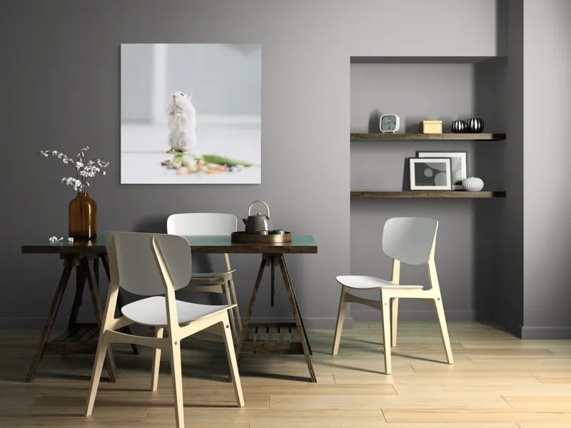 Tablou Canvas, "Un hamster explorând împrejurimile casei", Neștiind Cine Este, Mic, Blănos, Isteț, Curios, Delicat, Drăguț, Fragil, Alb, Șoricesc., 100 x 100 cm – poza 6