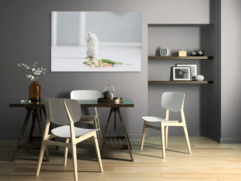 Tablou Canvas, "Un hamster explorând împrejurimile casei", Neștiind Cine Este, Mic, Blănos, Isteț, Curios, Delicat, Drăguț, Fragil, Alb, Șoricesc., 150 x 100 cm – poza 5