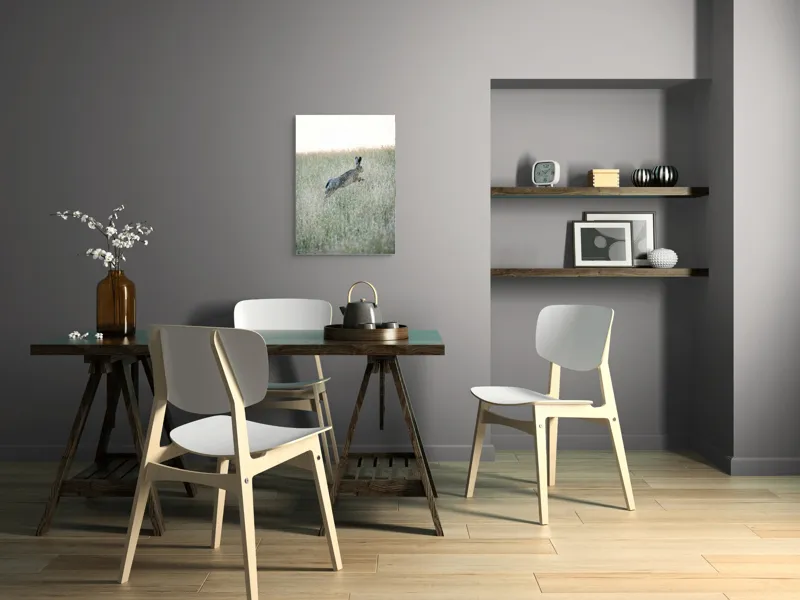 Tablou Canvas, "Iepure sărind prin iarba înaltă", Iepure, Săritor, Pajiște, Natură, Verde, Blană, Urechi, Lumină, Culoare, 50 x 70 cm – poza 5
