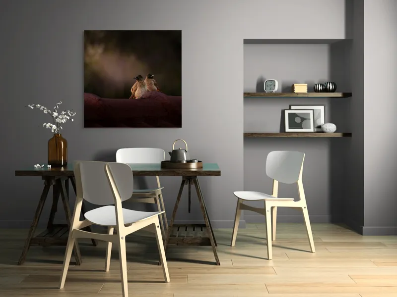 Tablou Canvas, "Doi prieteni sub cerul înstelat", Păsări, Acoperiș, Umbre, Natural, Pereche, 100 x 100 cm – poza 6