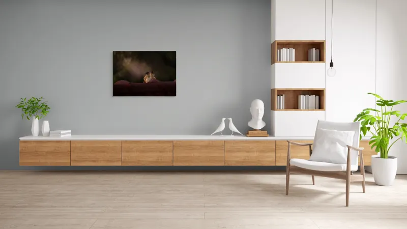 Tablou Canvas, "Doi prieteni sub cerul înstelat", Păsări, Acoperiș, Umbre, Natural, Pereche, 100 x 70 cm – poza 6