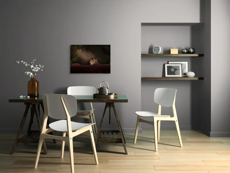 Tablou Canvas, "Doi prieteni sub cerul înstelat", Păsări, Acoperiș, Umbre, Natural, Pereche, 70 x 50 cm – poza 5