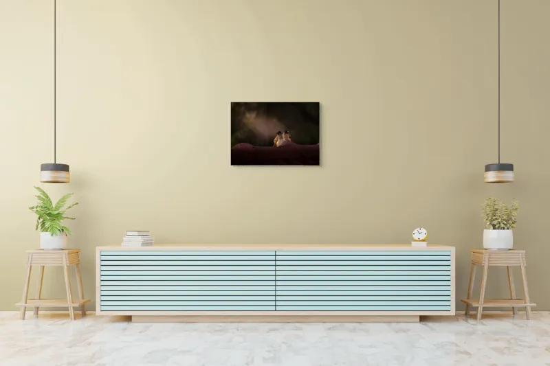 Tablou Canvas, "Doi prieteni sub cerul înstelat", Păsări, Acoperiș, Umbre, Natural, Pereche, 70 x 50 cm – poza 7