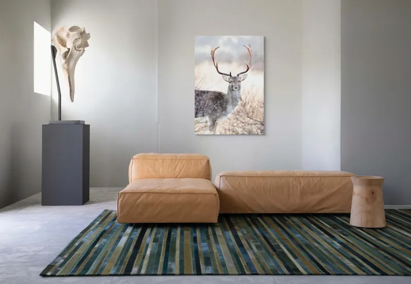 Tablou Canvas, "Cerbul solitar în lumina dimineții", Cerb, Majestic, Antlers, Natură, Frumusețe, Sălbatic, Peisaj, Eleganță, 70 x 100 cm – poza 7