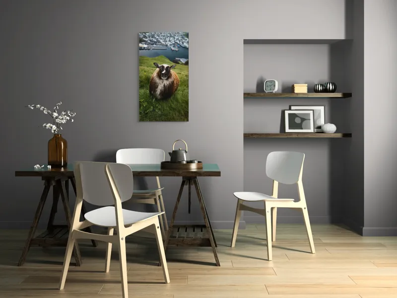 Tablou Canvas, "Peisaj idilic cu oaie curioasă", 50 x 90 cm – poza 4