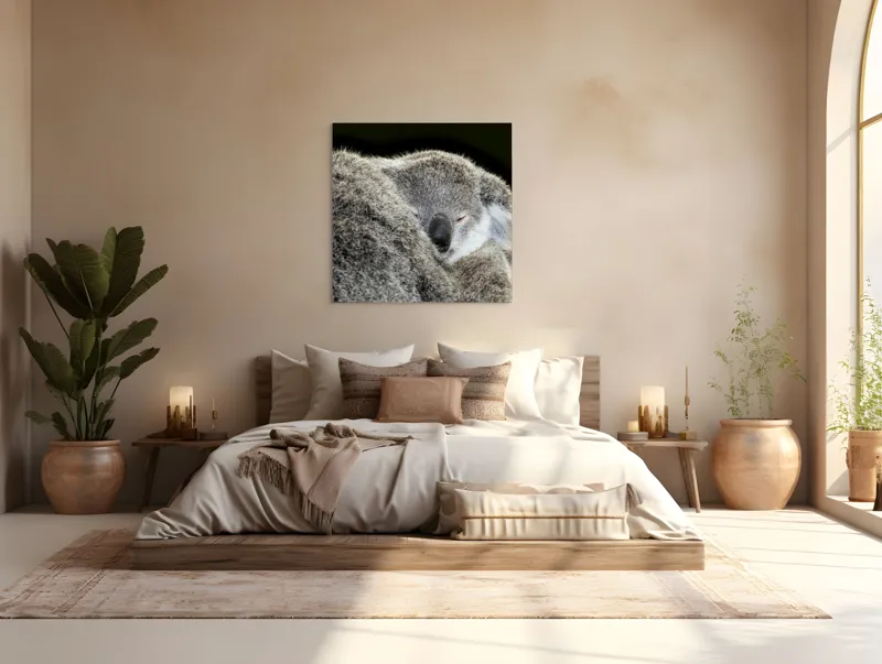 Tablou Canvas, "Visul liniștit al puiului de koala", Somn, Blândețe, Căldură, Blană, Koala, Liniște, Odihnă, 100 x 100 cm – poza 4