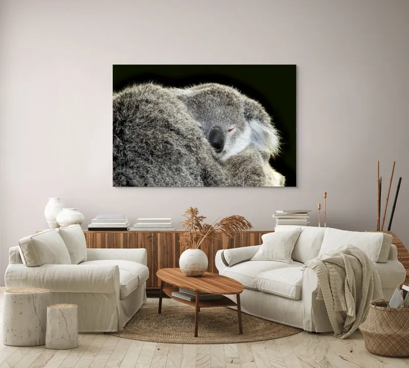 Tablou Canvas, "Visul liniștit al puiului de koala", Somn, Blândețe, Căldură, Blană, Koala, Liniște, Odihnă, 150 x 100 cm – poza 3