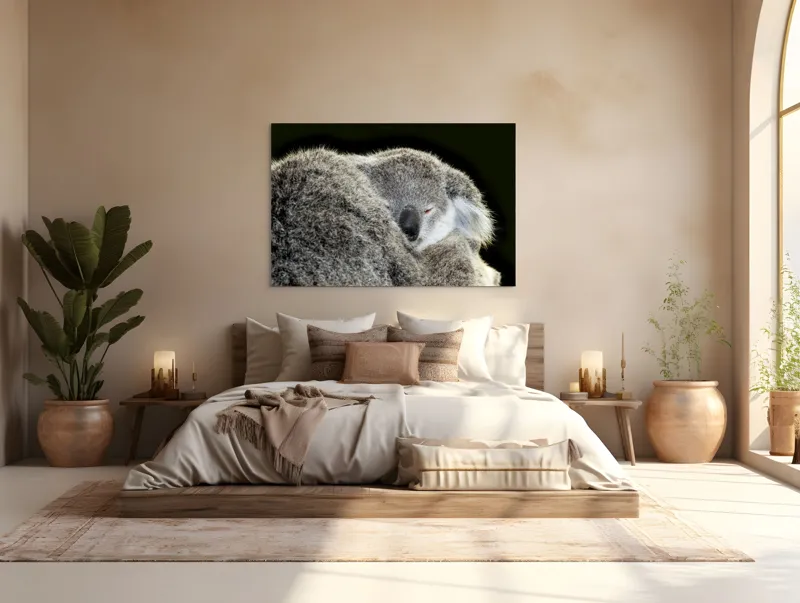 Tablou Canvas, "Visul liniștit al puiului de koala", Somn, Blândețe, Căldură, Blană, Koala, Liniște, Odihnă, 150 x 100 cm – poza 4