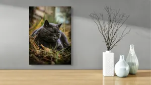 Tablou Canvas, "Pisica contemplativă în natura de toamnă", 39 x 54 cm – poza 4