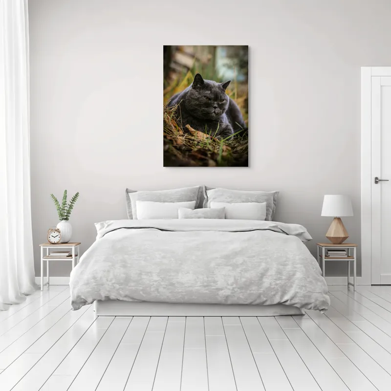 Tablou Canvas, "Pisica contemplativă în natura de toamnă", 70 x 100 cm – poza 3