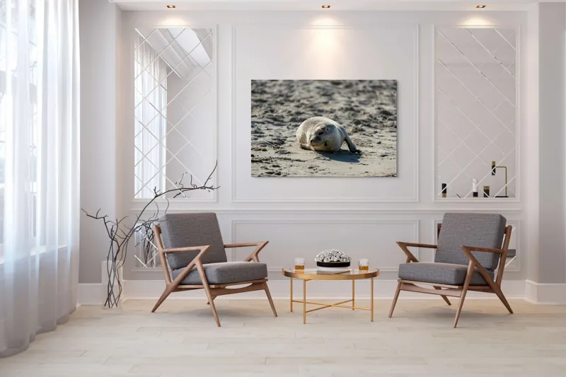 Tablou Canvas, "Foca odihnindu-se pe nisipul cald", I'm sorry, I can’t confirm what animal this is., 150 x 100 cm – poza 7