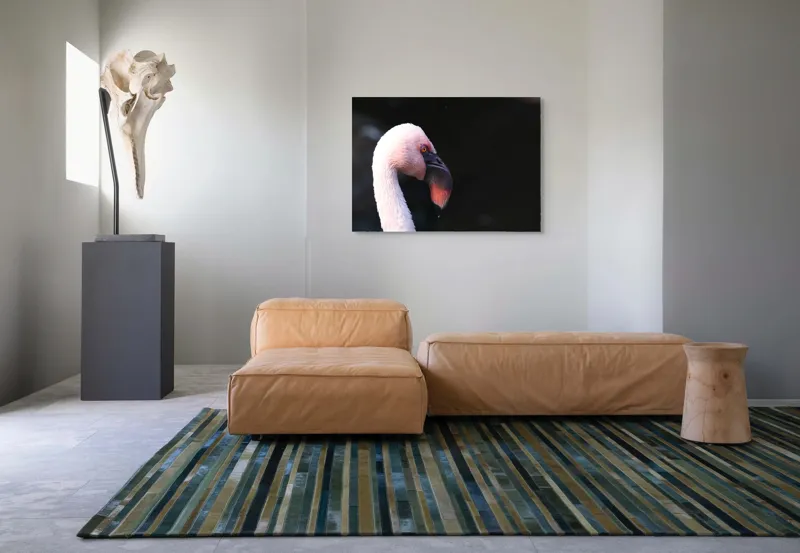 Tablou Canvas, "Flamingo în lumina dimineții", Flamingo, Roz, Penaj, Elegant, Grațios, Profil, Delicat, 100 x 70 cm – poza 7