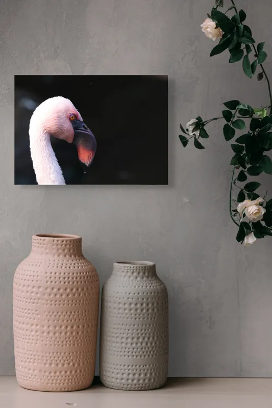 Tablou Canvas, "Flamingo în lumina dimineții", Flamingo, Roz, Penaj, Elegant, Grațios, Profil, Delicat, 54 x 39 cm – poza 8