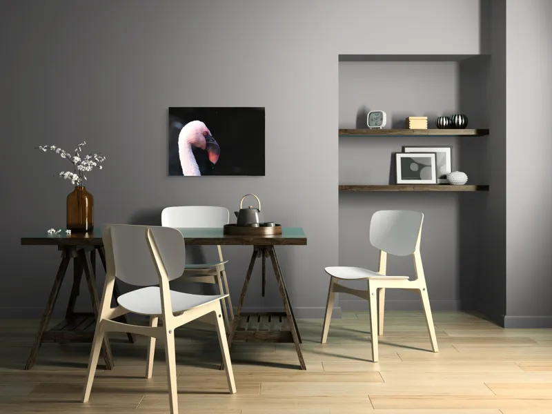 Tablou Canvas, "Flamingo în lumina dimineții", Flamingo, Roz, Penaj, Elegant, Grațios, Profil, Delicat, 70 x 50 cm – poza 5