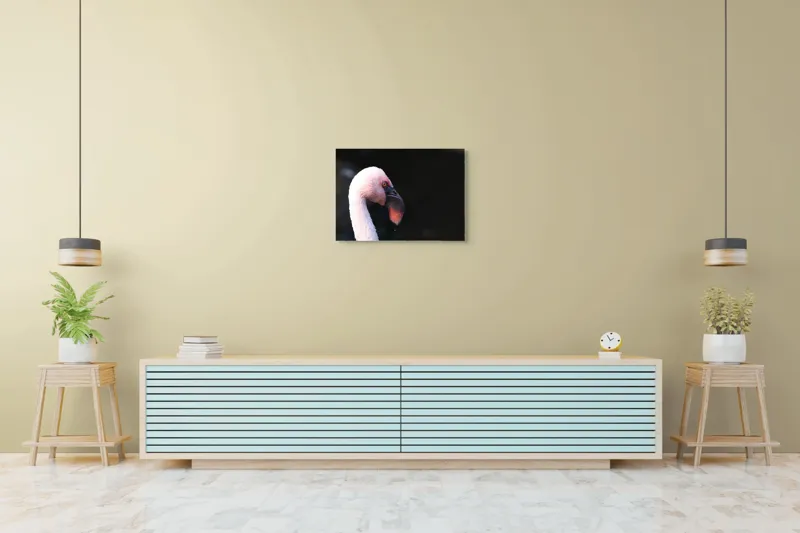 Tablou Canvas, "Flamingo în lumina dimineții", Flamingo, Roz, Penaj, Elegant, Grațios, Profil, Delicat, 70 x 50 cm – poza 7
