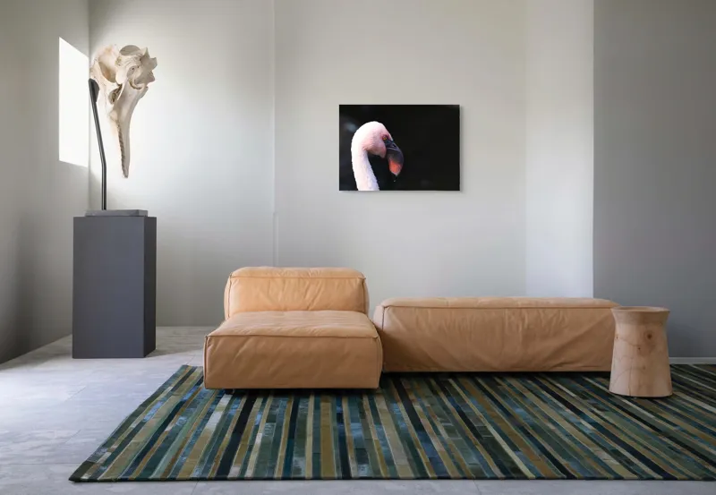 Tablou Canvas, "Flamingo în lumina dimineții", Flamingo, Roz, Penaj, Elegant, Grațios, Profil, Delicat, 70 x 50 cm – poza 8