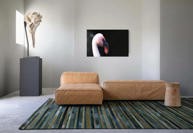 Tablou Canvas, "Flamingo în lumina dimineții", Flamingo, Roz, Penaj, Elegant, Grațios, Profil, Delicat, 90 x 50 cm – poza 8