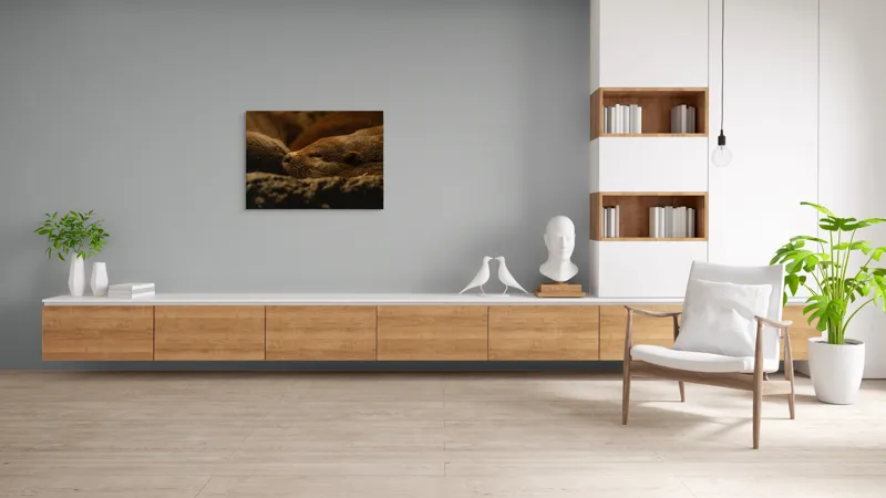 Tablou Canvas, "Vidre odihnindu-se în cuibul lor", Somn, Liniște, Blană, Întuneric, Odihnă, Cald, Relaxare, Natură, Putere, Visare, 100 x 70 cm – poza 6