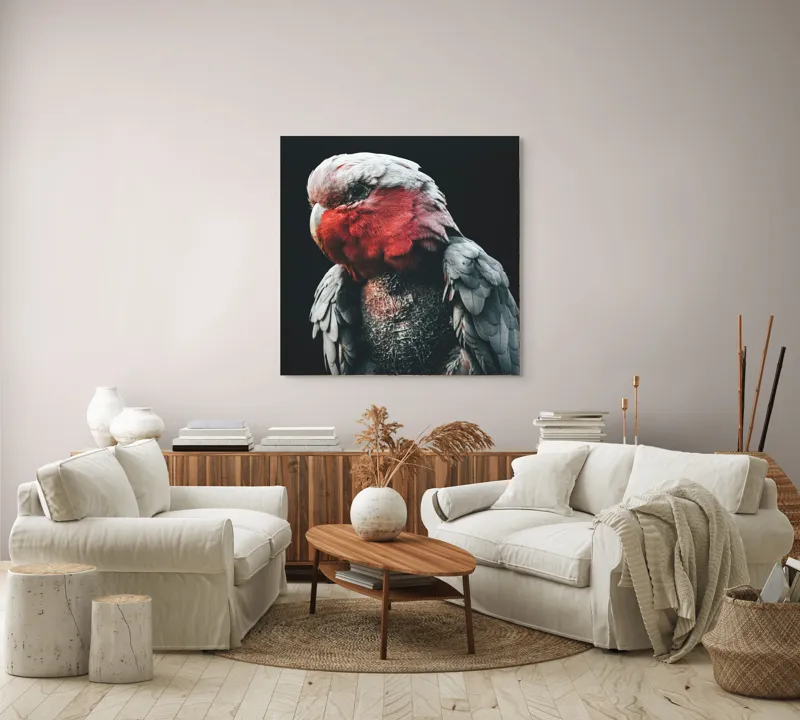 Tablou Canvas, "Papagalul înțelept în lumina serii", I'm not sure who this is in the image., 100 x 100 cm – poza 3