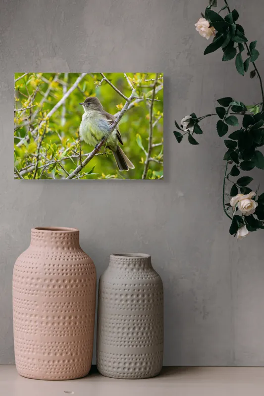 Tablou Canvas, "Pasărea cântătoare în crângul verde", Fermecător, Blând, Natură, Pene, Ramură, Verde, Fragil, Sălbatic, Primăvară, 54 x 39 cm – poza 8