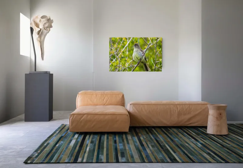 Tablou Canvas, "Pasărea cântătoare în crângul verde", Fermecător, Blând, Natură, Pene, Ramură, Verde, Fragil, Sălbatic, Primăvară, 90 x 50 cm – poza 8
