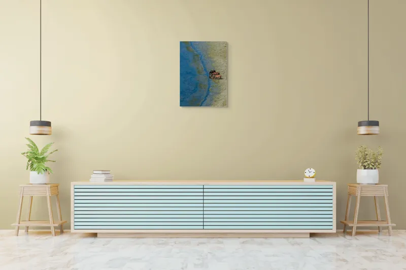 Tablou Canvas, "Trei cai lângă apă liniștită", Ape, Cai, Iarbă, Mal, Natură, Liniște, Reflecție., 50 x 70 cm – poza 6