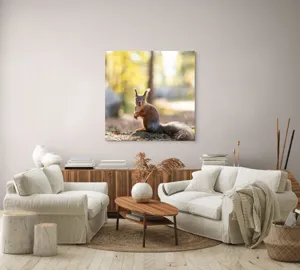 Tablou Canvas, "Veverița în lumina dimineții de toamnă", 100 x 100 cm – poza 3