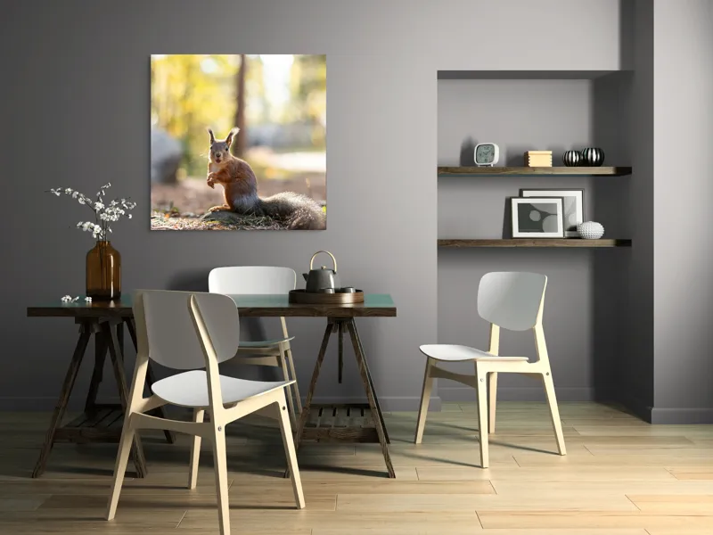Tablou Canvas, "Veverița în lumina dimineții de toamnă", 100 x 100 cm – poza 6