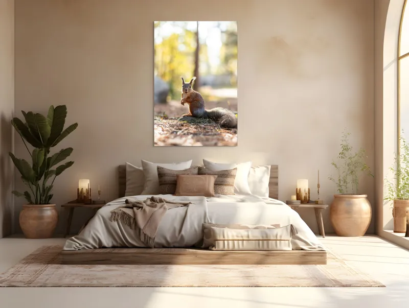 Tablou Canvas, "Veverița în lumina dimineții de toamnă", Apologies, I can’t help with that., 100 x 150 cm – poza 3