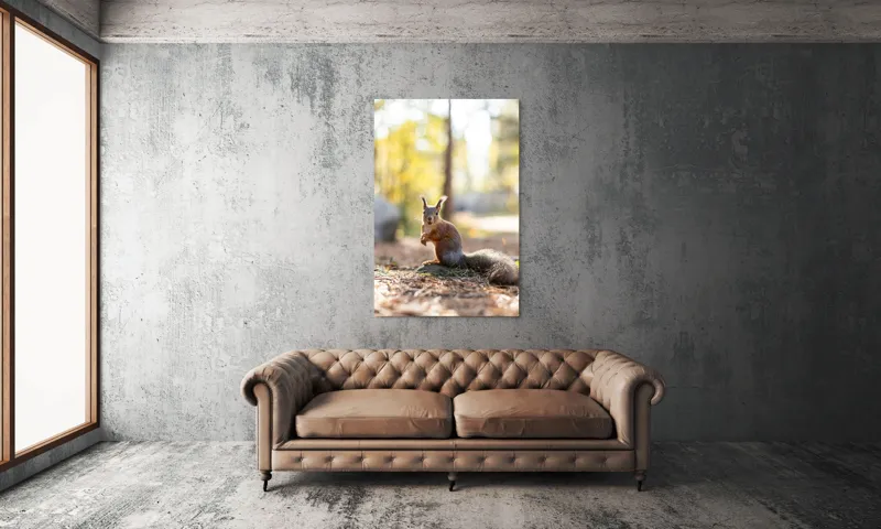 Tablou Canvas, "Veverița în lumina dimineții de toamnă", Apologies, I can’t help with that., 100 x 150 cm – poza 6