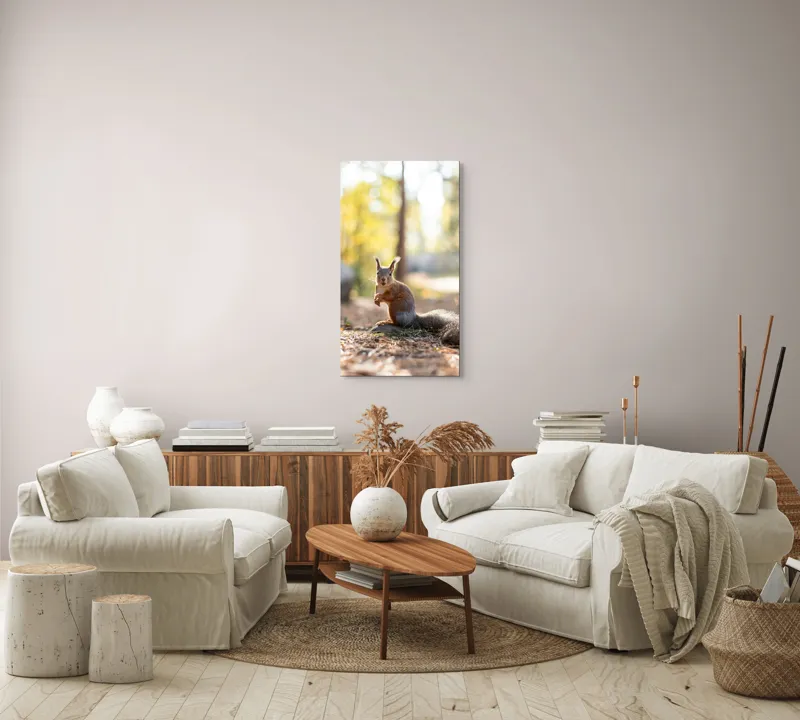 Tablou Canvas, "Veverița în lumina dimineții de toamnă", Apologies, I can’t help with that., 50 x 90 cm – poza 7