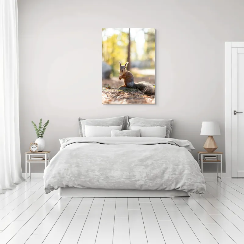 Tablou Canvas, "Veverița în lumina dimineții de toamnă", Apologies, I can’t help with that., 70 x 100 cm – poza 3