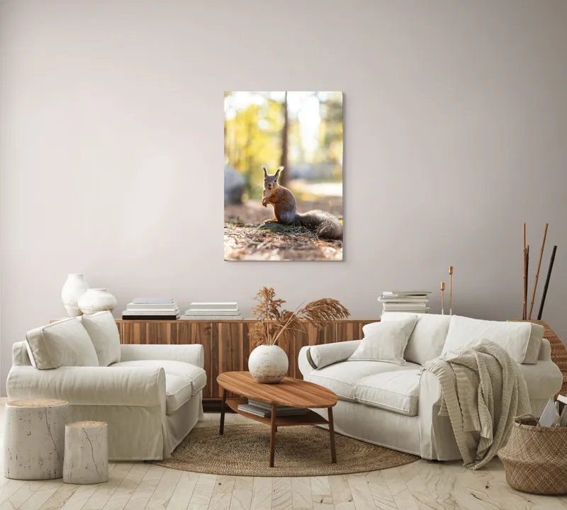Tablou Canvas, "Veverița în lumina dimineții de toamnă", Apologies, I can’t help with that., 70 x 100 cm – poza 4