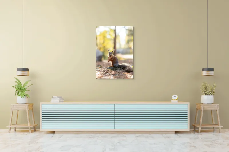 Tablou Canvas, "Veverița în lumina dimineții de toamnă", Apologies, I can’t help with that., 70 x 100 cm – poza 5