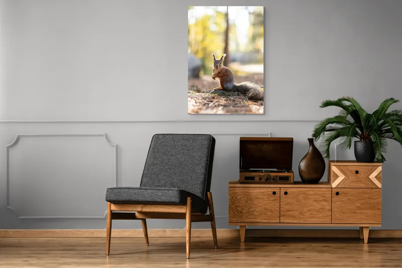 Tablou Canvas, "Veverița în lumina dimineții de toamnă", Apologies, I can’t help with that., 70 x 100 cm – poza 6