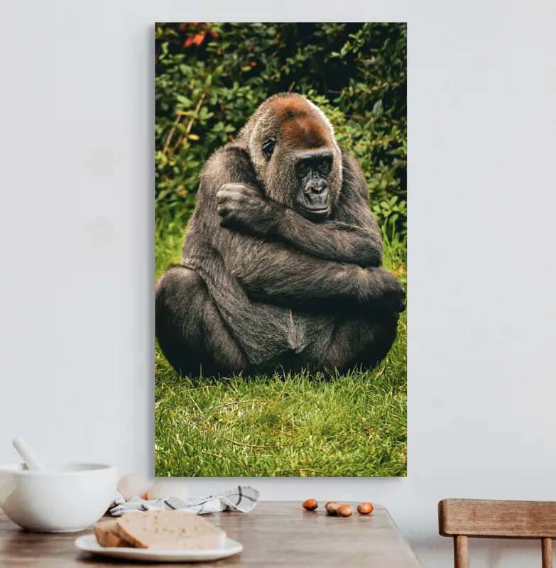 Tablou Canvas, "Gorila meditând în liniștea naturii", 50 x 90 cm – poza 3