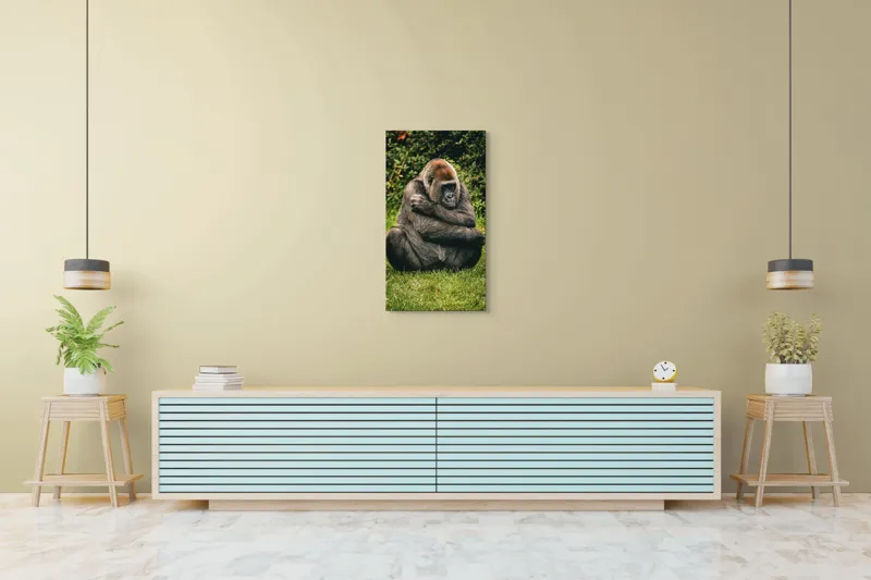 Tablou Canvas, "Gorila meditând în liniștea naturii", 50 x 90 cm – poza 6