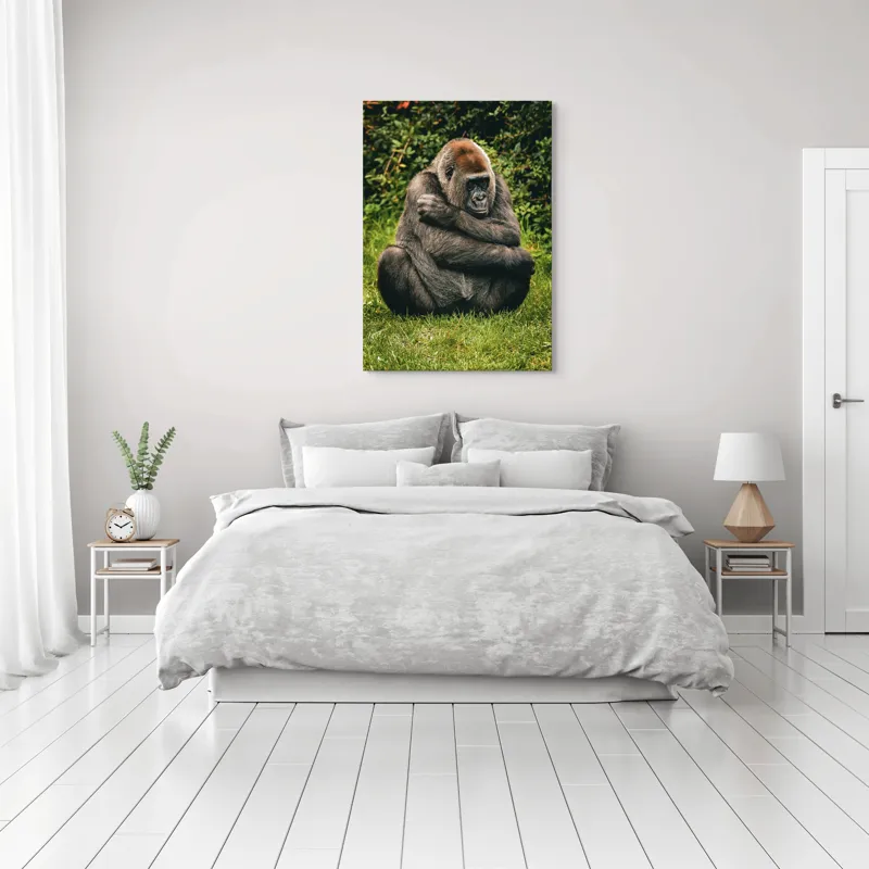 Tablou Canvas, "Gorila meditând în liniștea naturii", 70 x 100 cm – poza 3