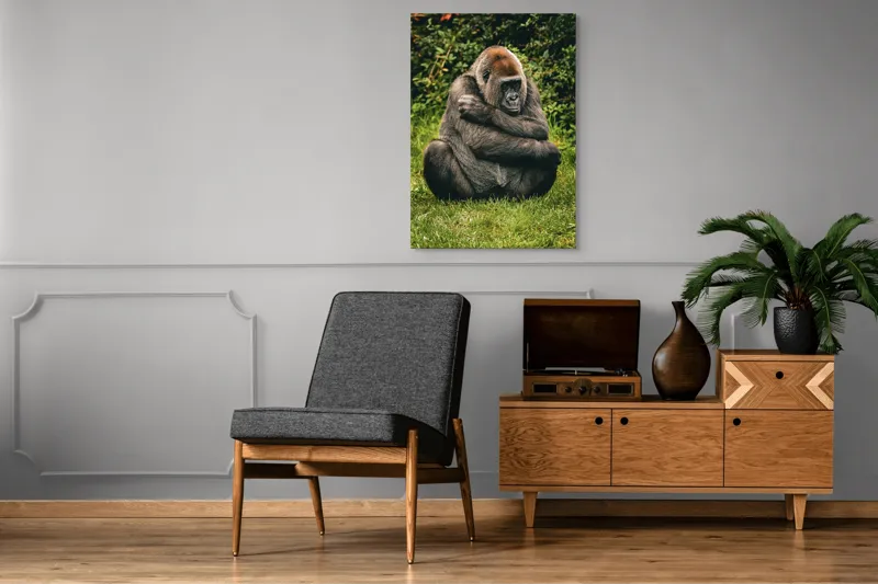 Tablou Canvas, "Gorila meditând în liniștea naturii", 70 x 100 cm – poza 6