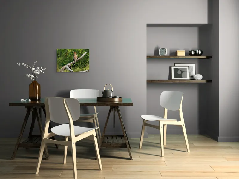 Tablou Canvas, "Vioiciunea culorilor în natură", Pasăre, Creastă, Bej, Cioc Lung, Ramură, Vegetație, Natură., 54 x 39 cm – poza 6