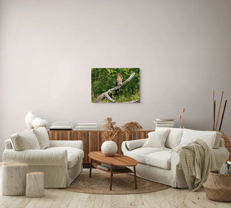 Tablou Canvas, "Vioiciunea culorilor în natură", Pasăre, Creastă, Bej, Cioc Lung, Ramură, Vegetație, Natură., 70 x 50 cm – poza 6