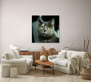 Tablou Canvas, "Misterul privirii feline enigmatic", 100 x 100 cm – poza 3
