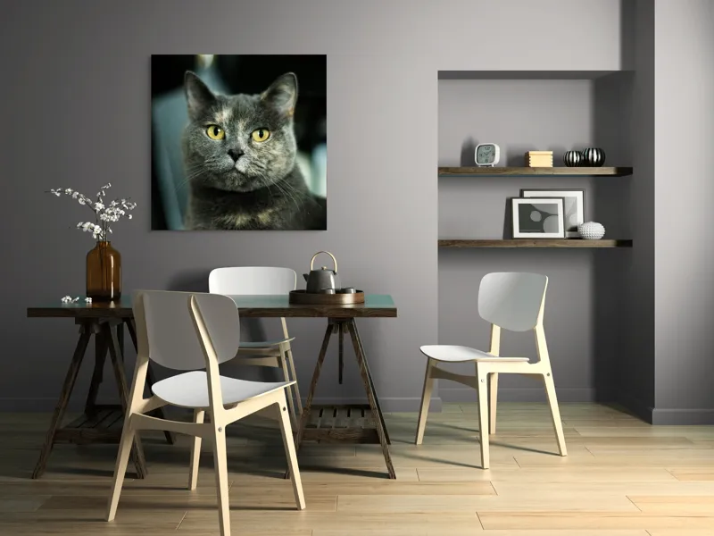 Tablou Canvas, "Misterul privirii feline enigmatic", 100 x 100 cm – poza 6